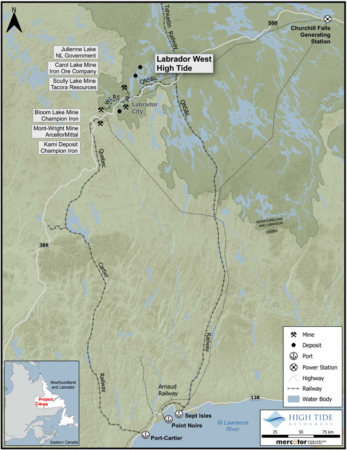 Labrador West Iron Ore Deposit Location Map